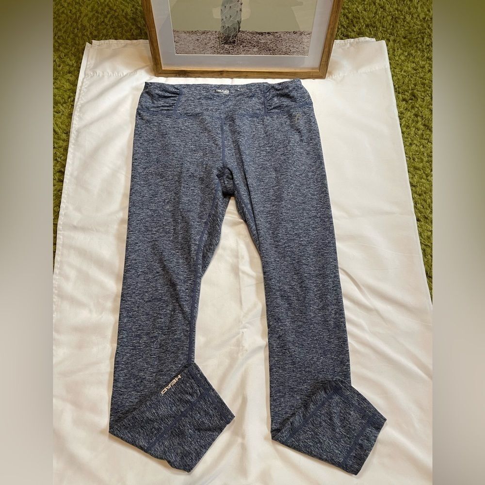 Head size large blue/gray active leggings